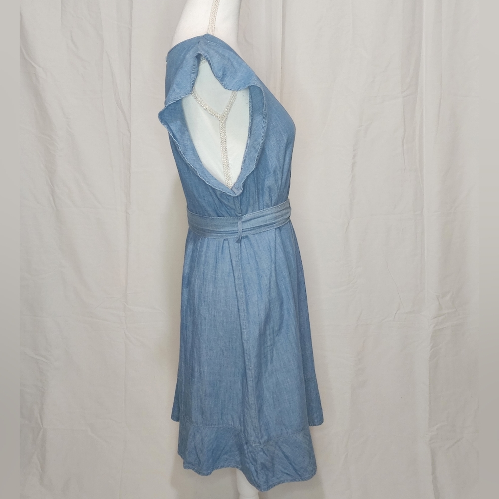 TOP SHOP Women's Demin Ruffle Mini Dress - Picture 8 of 13